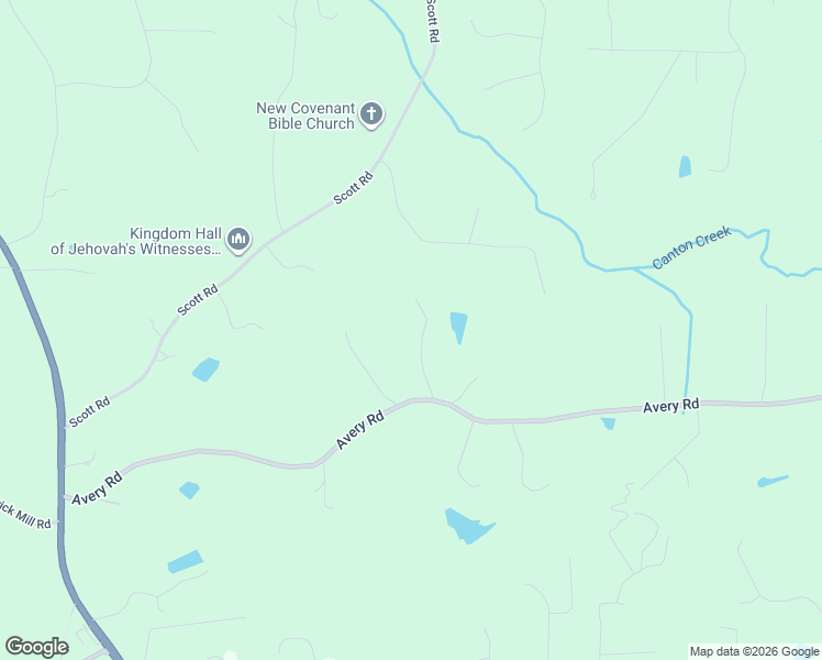 map of restaurants, bars, coffee shops, grocery stores, and more near 1021 Avery Road in Canton