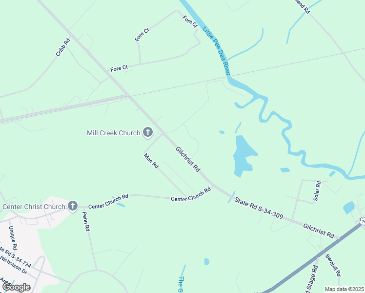 map of restaurants, bars, coffee shops, grocery stores, and more near 614 Gilchrist Road in Mullins