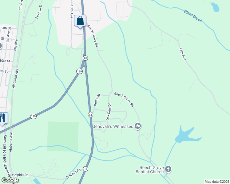 map of restaurants, bars, coffee shops, grocery stores, and more near 3093-3095 Beech Grove Road in Haleyville