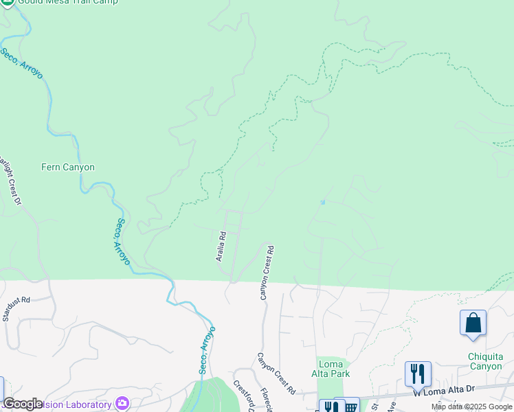 map of restaurants, bars, coffee shops, grocery stores, and more near 4367 Rising Hill Road in Altadena
