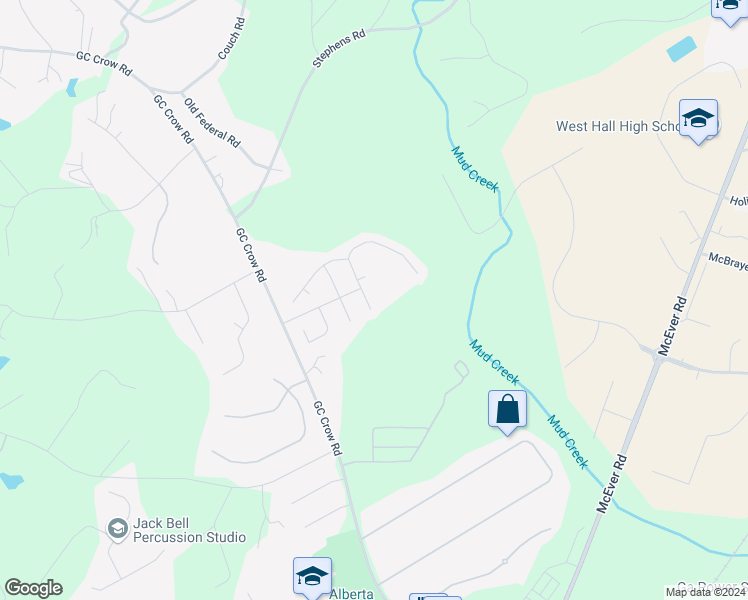 map of restaurants, bars, coffee shops, grocery stores, and more near 5916 Park Bay in Flowery Branch