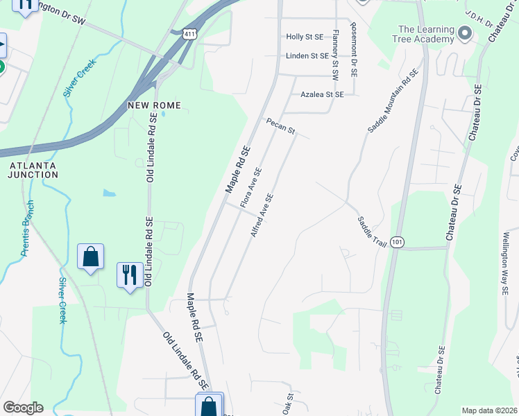map of restaurants, bars, coffee shops, grocery stores, and more near 236 Alfred Avenue Southeast in Rome