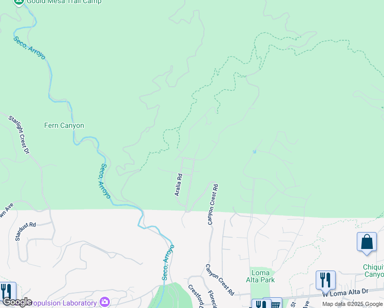 map of restaurants, bars, coffee shops, grocery stores, and more near 4329 Canyon Crest Road in Altadena