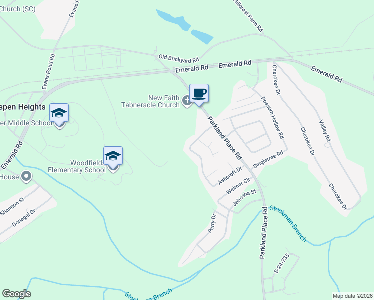 map of restaurants, bars, coffee shops, grocery stores, and more near 210 Ashcroft Drive in Greenwood