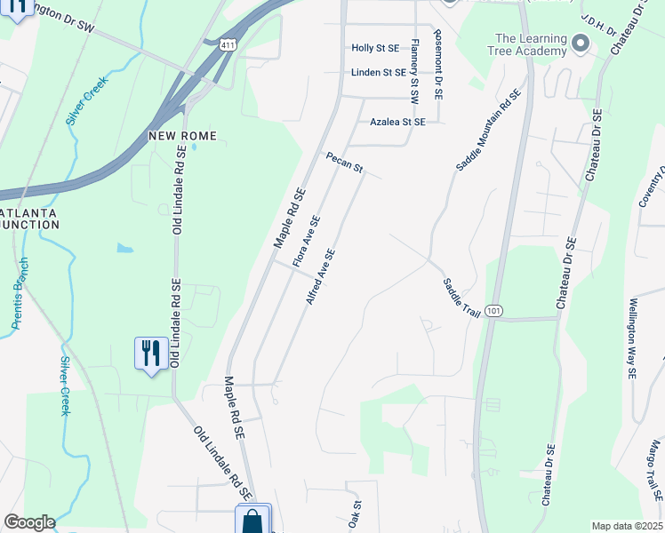 map of restaurants, bars, coffee shops, grocery stores, and more near 235 Alfred Avenue Southeast in Rome