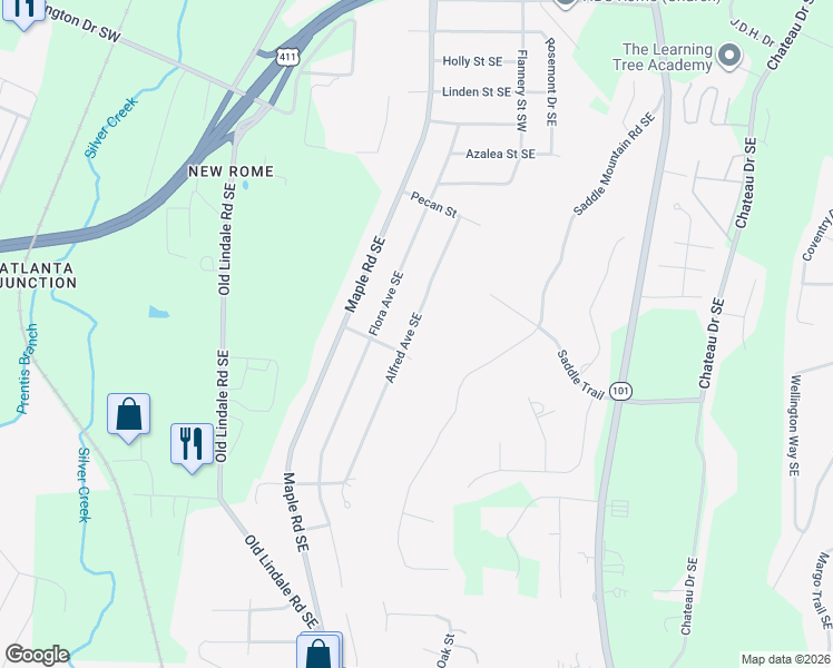 map of restaurants, bars, coffee shops, grocery stores, and more near 235 Alfred Avenue Southeast in Rome