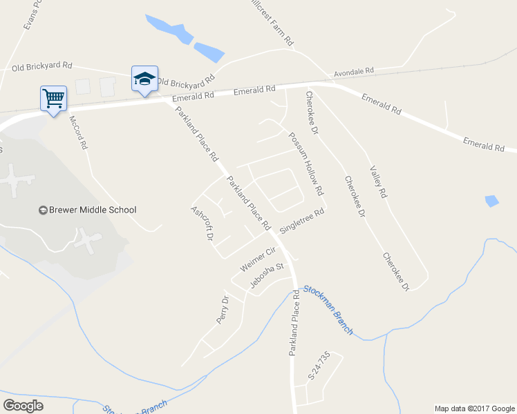 map of restaurants, bars, coffee shops, grocery stores, and more near 509 Parkland Place Road in Greenwood