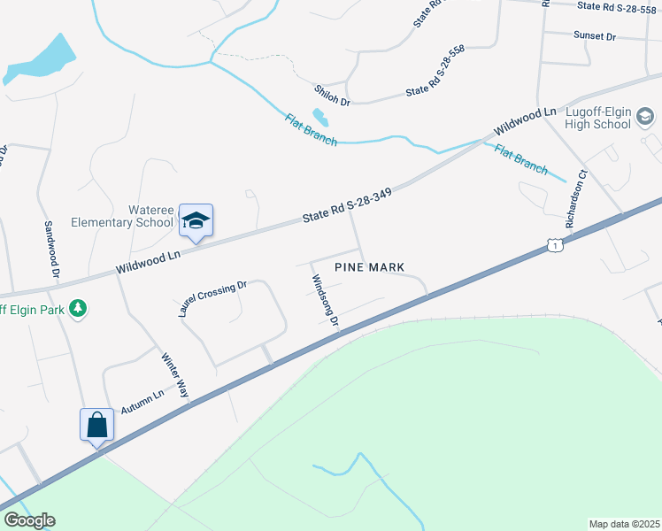 map of restaurants, bars, coffee shops, grocery stores, and more near 1415 Westwood Lane in Lugoff