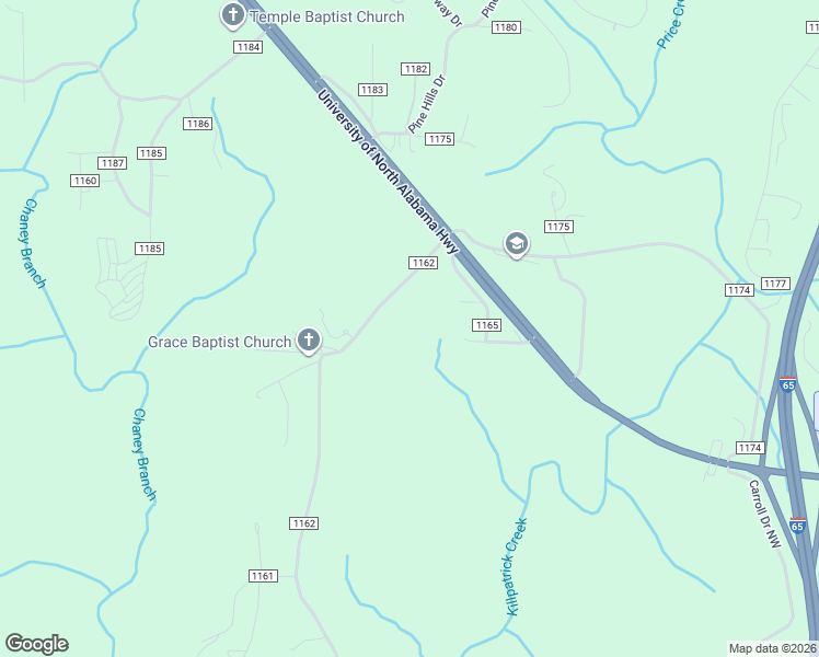 map of restaurants, bars, coffee shops, grocery stores, and more near 2898 County Road 1162 in Cullman