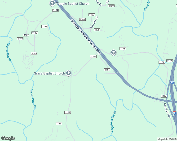 map of restaurants, bars, coffee shops, grocery stores, and more near 2898 County Road 1162 in Cullman