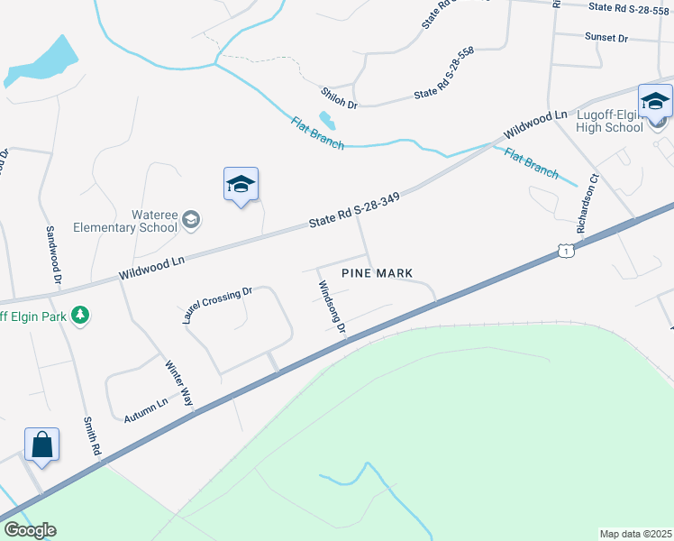 map of restaurants, bars, coffee shops, grocery stores, and more near 1415 Westwood Lane in Lugoff