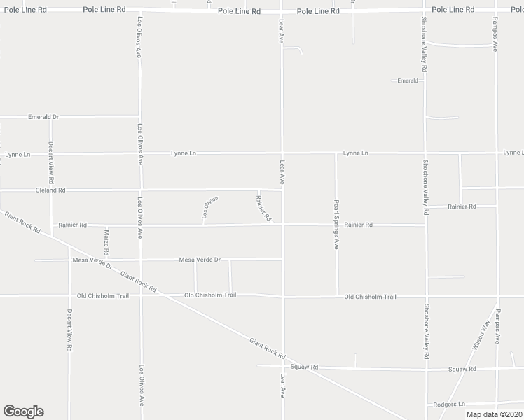 map of restaurants, bars, coffee shops, grocery stores, and more near Rainier Road in Twentynine Palms