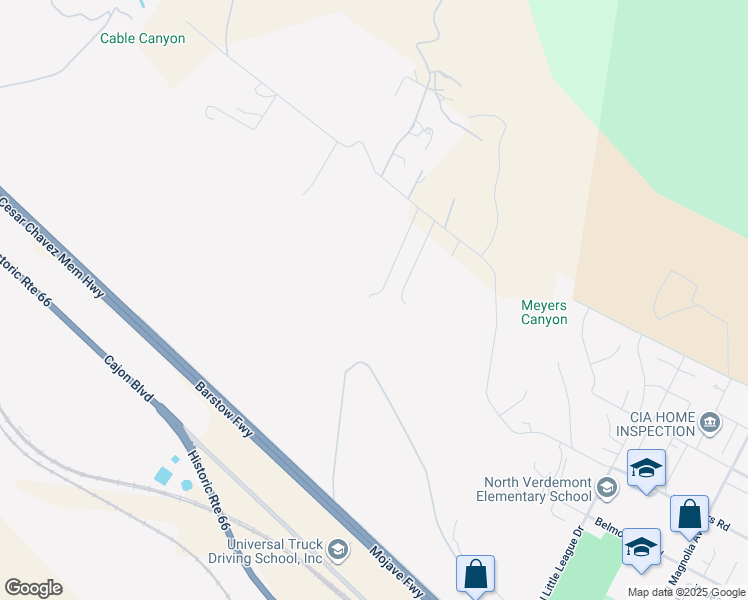 map of restaurants, bars, coffee shops, grocery stores, and more near 4101 West Meyers Road in San Bernardino