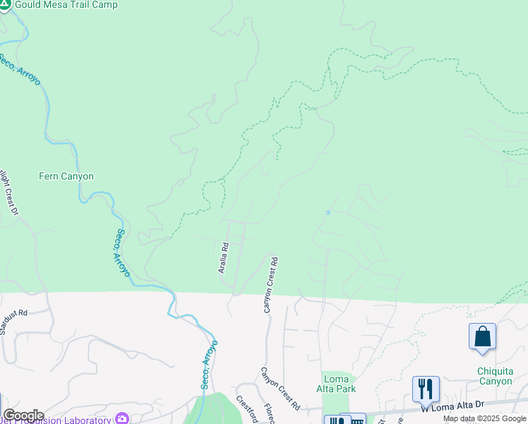 map of restaurants, bars, coffee shops, grocery stores, and more near 4367 Rising Hill Road in Altadena