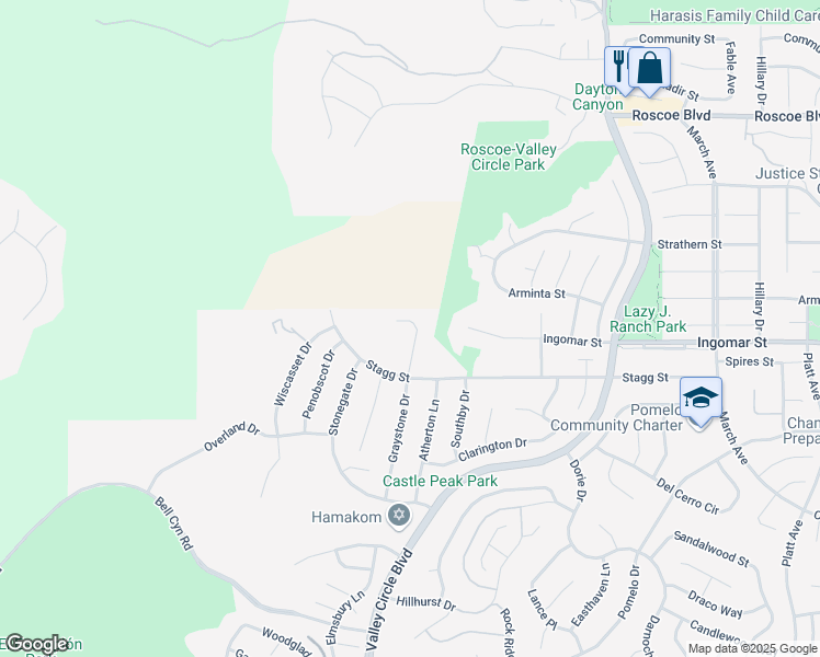 map of restaurants, bars, coffee shops, grocery stores, and more near 7753 Graystone Drive in Los Angeles