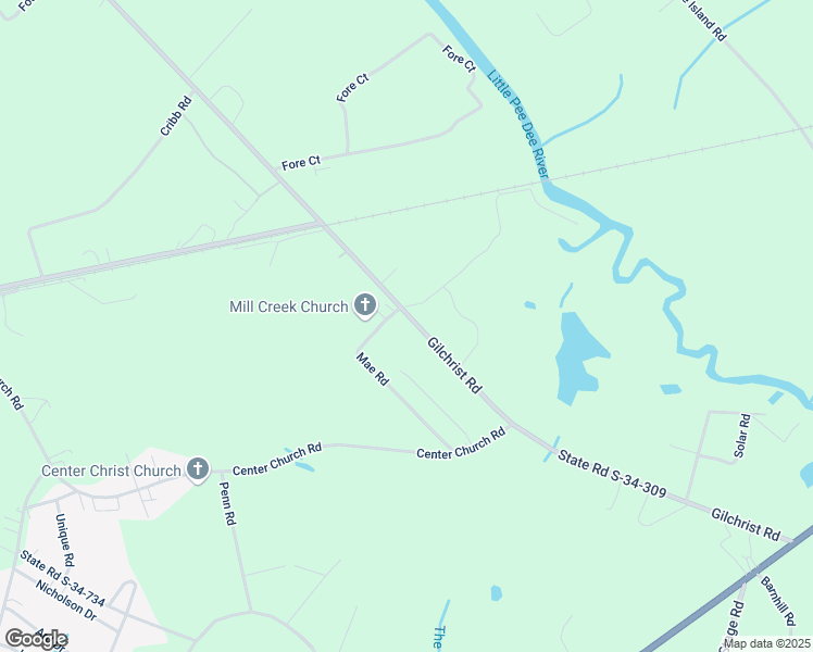 map of restaurants, bars, coffee shops, grocery stores, and more near 614 Gilchrist Road in Mullins