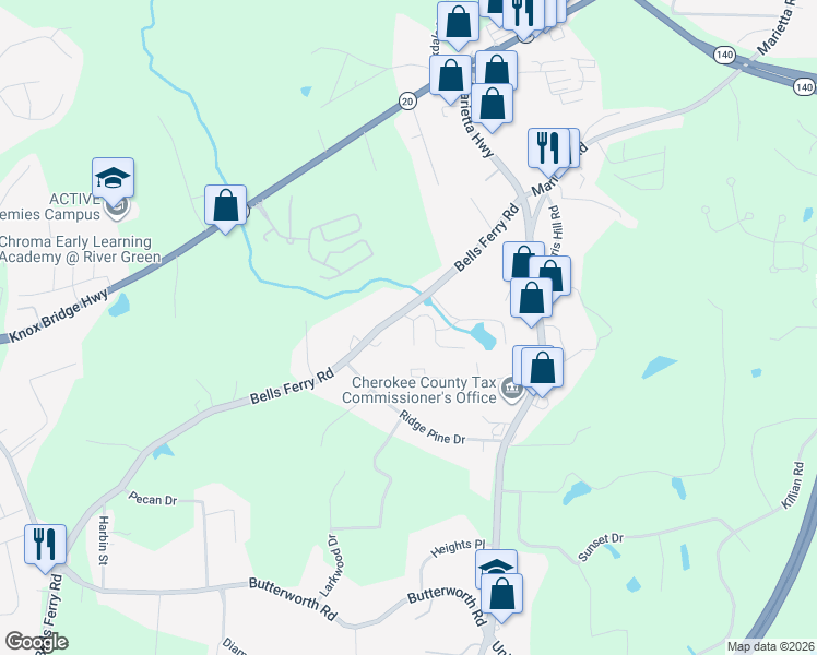 map of restaurants, bars, coffee shops, grocery stores, and more near 202 Cole Court in Canton