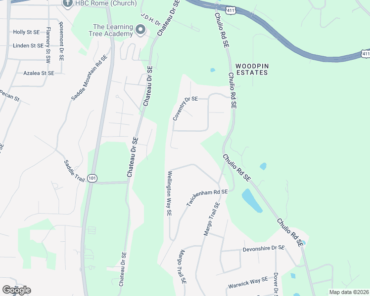 map of restaurants, bars, coffee shops, grocery stores, and more near 40 Coventry Drive Southeast in Rome