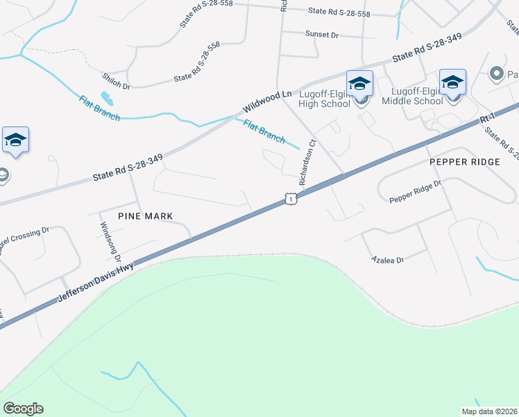 map of restaurants, bars, coffee shops, grocery stores, and more near 1382 U.S. 1 in Elgin