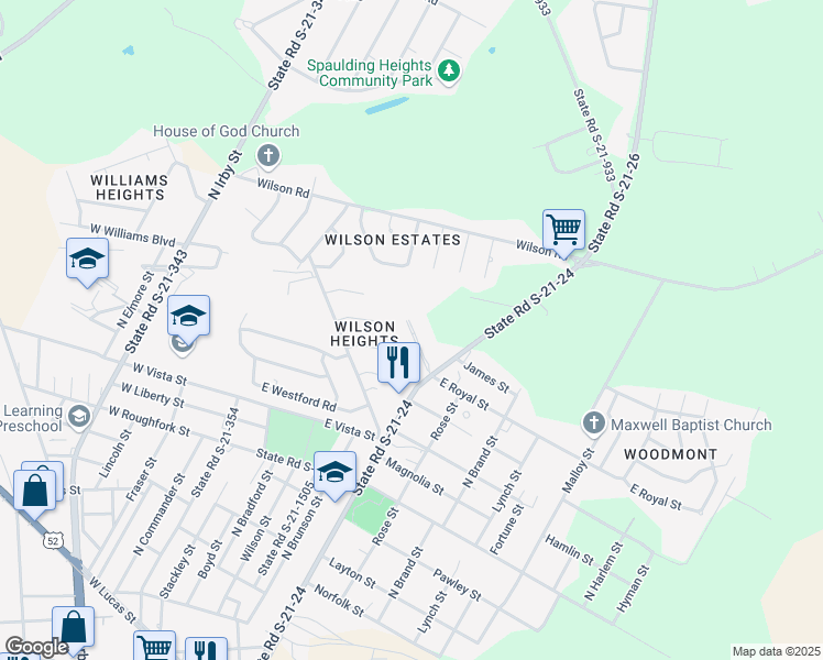 map of restaurants, bars, coffee shops, grocery stores, and more near 330 East Royal Street in Florence