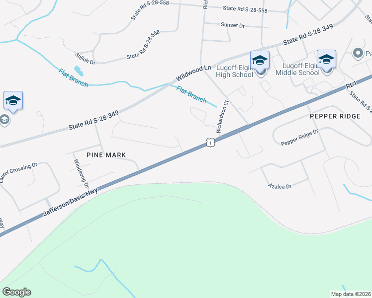 map of restaurants, bars, coffee shops, grocery stores, and more near 1382 U.S. 1 in Elgin