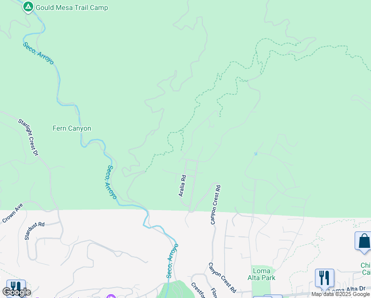 map of restaurants, bars, coffee shops, grocery stores, and more near 4369 El Prieto Road in Altadena