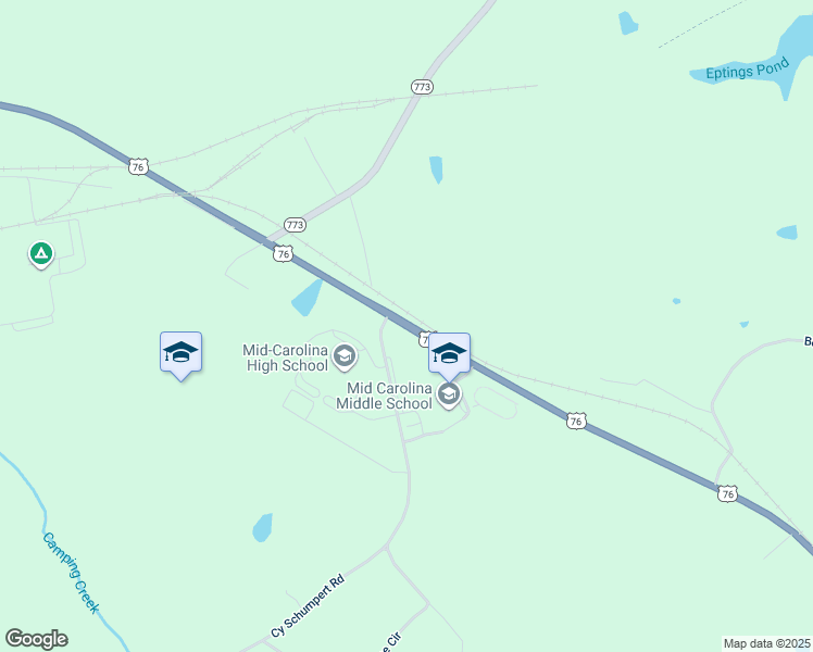 map of restaurants, bars, coffee shops, grocery stores, and more near 6834 U.S. 76 in Prosperity
