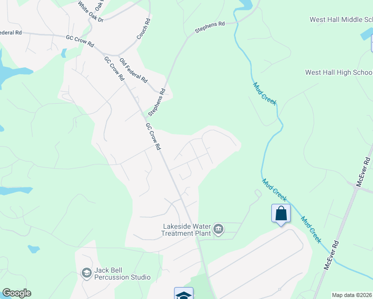 map of restaurants, bars, coffee shops, grocery stores, and more near 6053 Fair Winds Cove in Flowery Branch