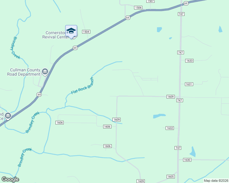 map of restaurants, bars, coffee shops, grocery stores, and more near 829 County Road 1609 in Cullman