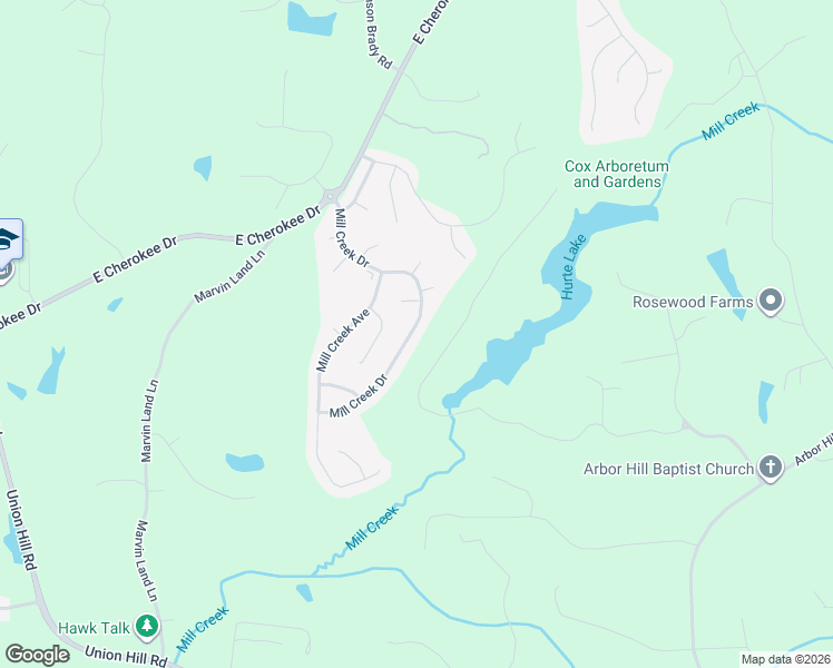 map of restaurants, bars, coffee shops, grocery stores, and more near 145 Mill Creek Drive in Canton