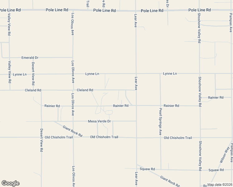 map of restaurants, bars, coffee shops, grocery stores, and more near 69167 Cleland Road in Twentynine Palms