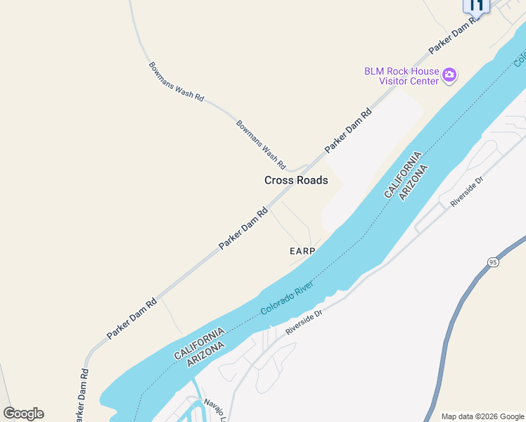 map of restaurants, bars, coffee shops, grocery stores, and more near Parker Dam Road in Earp