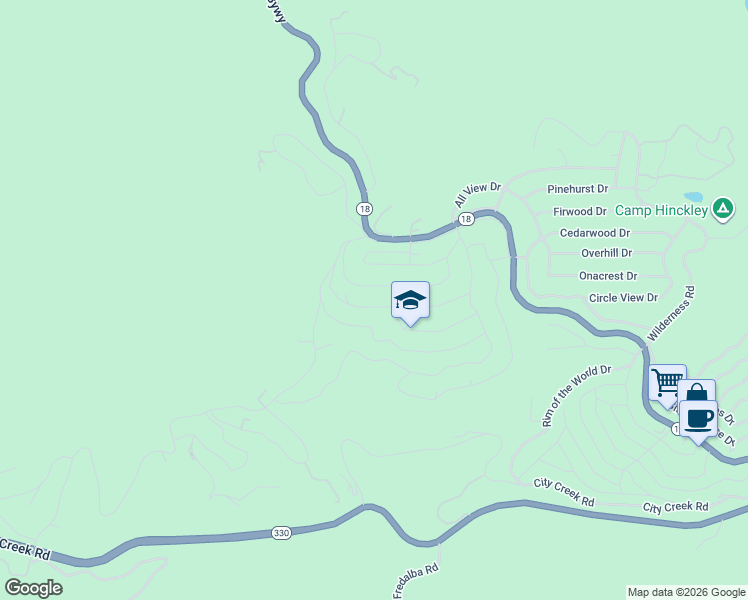 map of restaurants, bars, coffee shops, grocery stores, and more near 30980 Glen Oak Drive in Running Springs