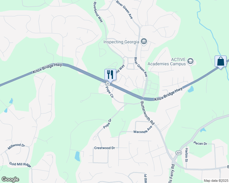 map of restaurants, bars, coffee shops, grocery stores, and more near 321 Oakview Way in Canton