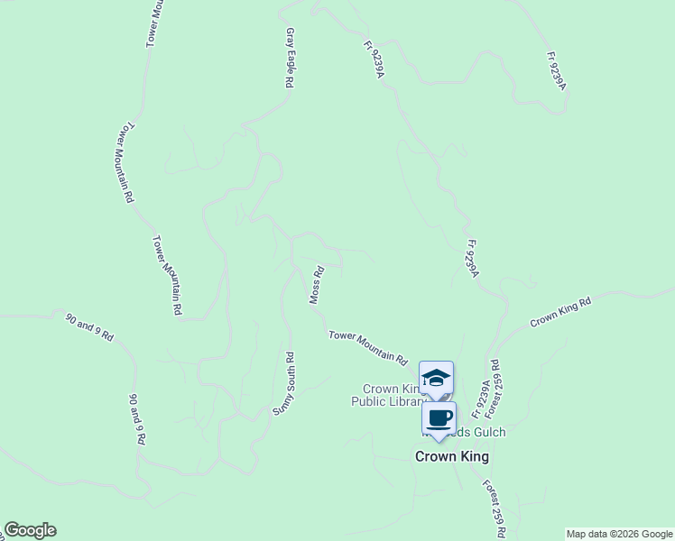 map of restaurants, bars, coffee shops, grocery stores, and more near 6897 Torpedo Road in Crown King