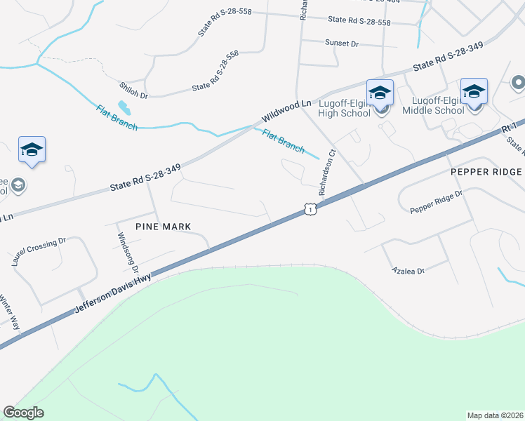 map of restaurants, bars, coffee shops, grocery stores, and more near 1382 U.S. 1 in Elgin