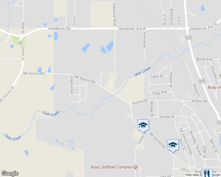 map of restaurants, bars, coffee shops, grocery stores, and more near 1254 Mount Vernon Road in Boaz