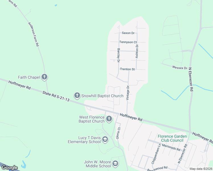 map of restaurants, bars, coffee shops, grocery stores, and more near 3467 Sweetgrass Drive in Florence