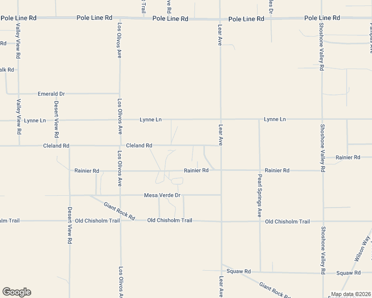 map of restaurants, bars, coffee shops, grocery stores, and more near 69167 Cleland Road in Twentynine Palms