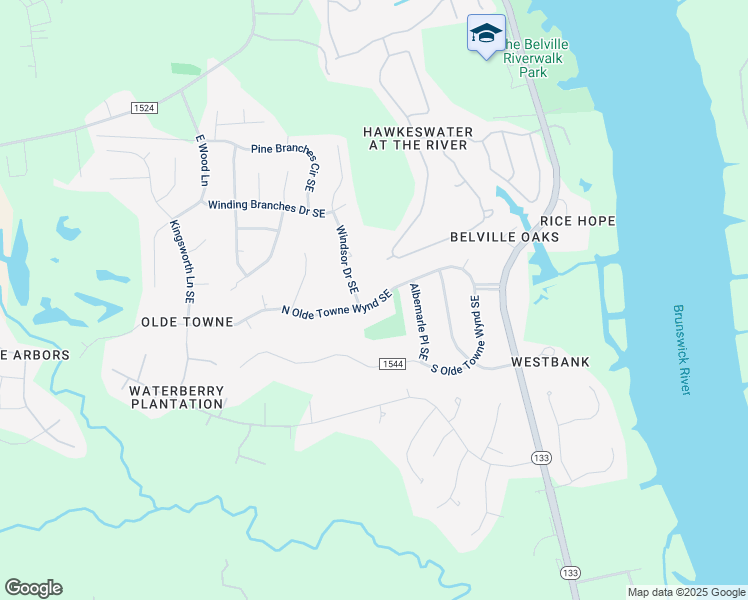 map of restaurants, bars, coffee shops, grocery stores, and more near 10148 North Olde Towne Wynd Southeast in Leland