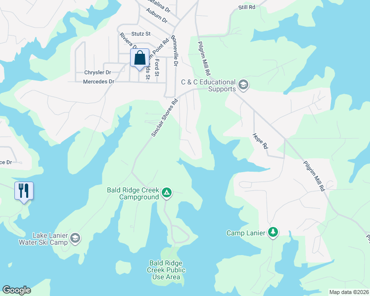 map of restaurants, bars, coffee shops, grocery stores, and more near 3720 Casaroga Dr in Cumming