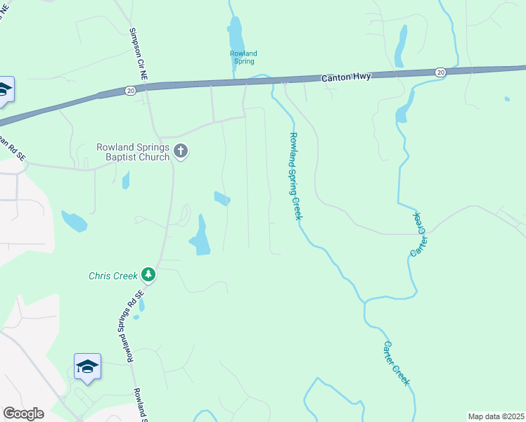 map of restaurants, bars, coffee shops, grocery stores, and more near 42 Treemont Drive Southeast in Cartersville