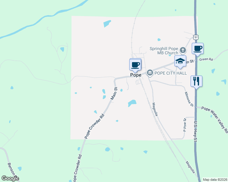 map of restaurants, bars, coffee shops, grocery stores, and more near 453 Main Street in Pope