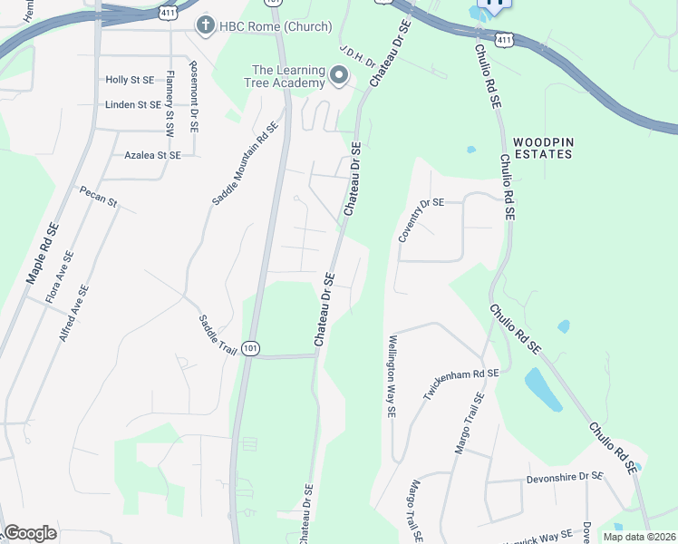 map of restaurants, bars, coffee shops, grocery stores, and more near 211 Chateau Drive Southeast in Rome