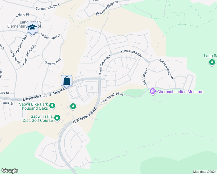 map of restaurants, bars, coffee shops, grocery stores, and more near 2542 Renata Court in Thousand Oaks