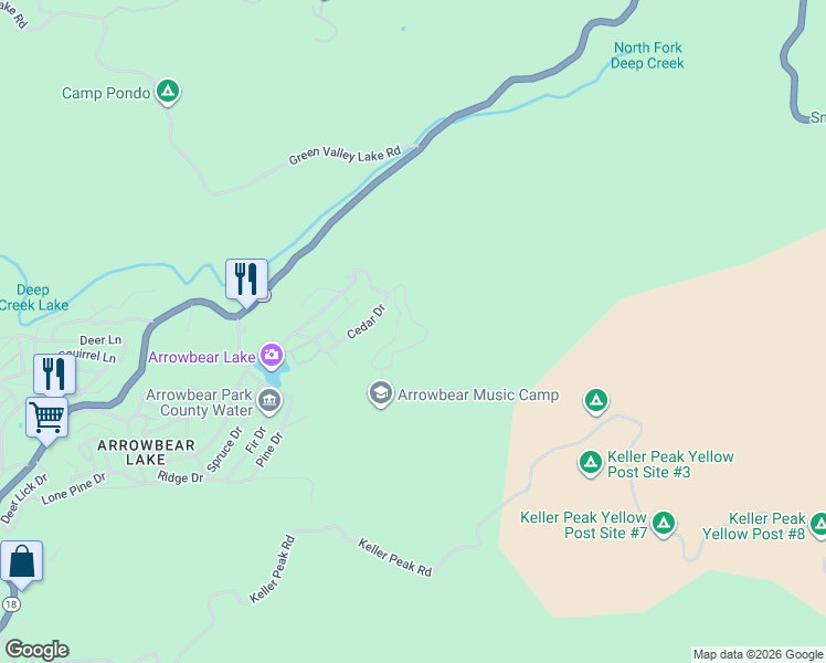 map of restaurants, bars, coffee shops, grocery stores, and more near in Running Springs