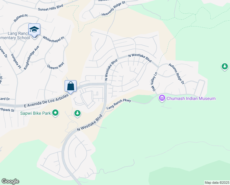 map of restaurants, bars, coffee shops, grocery stores, and more near 2542 Renata Court in Thousand Oaks