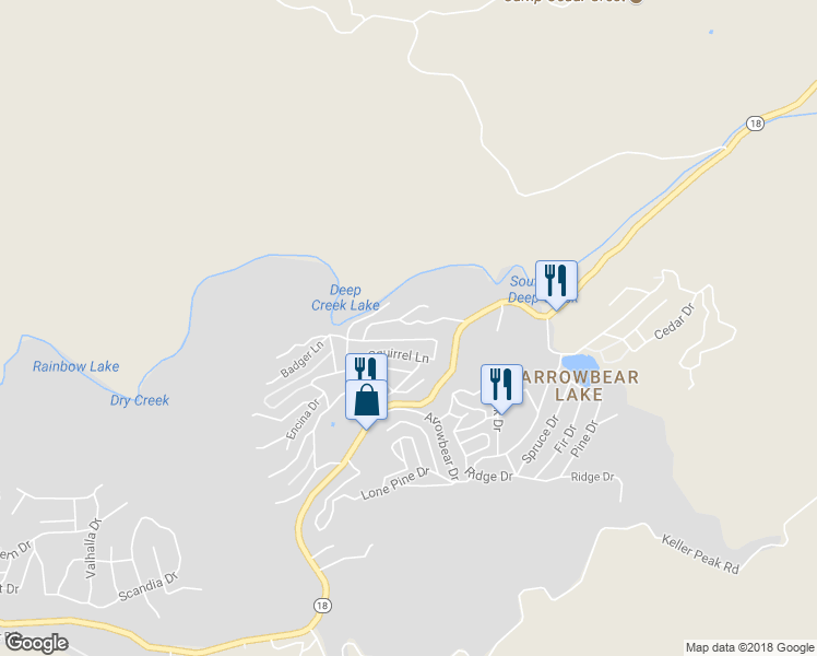 map of restaurants, bars, coffee shops, grocery stores, and more near 32957 Upper Boulder Road in Running Springs