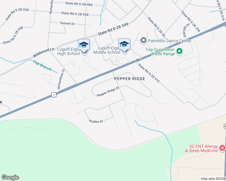 map of restaurants, bars, coffee shops, grocery stores, and more near 1102 Pepper Ridge Dr in Lugoff