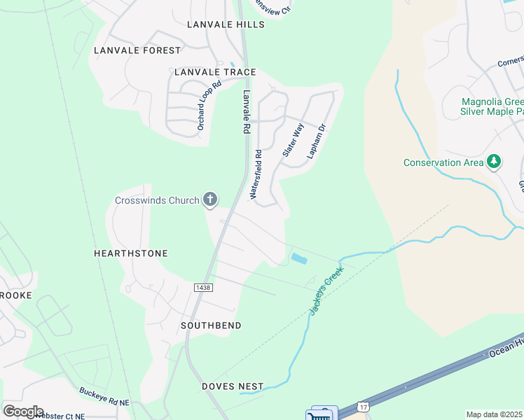 map of restaurants, bars, coffee shops, grocery stores, and more near 153 Watersfield Road in Leland